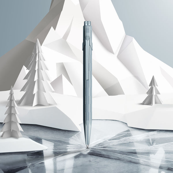 Caran d’Ache 849 Alpine Frost Aluminium Ballpoint Pen – Blue, Caran d'Ache, stationery design