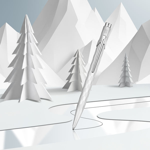 Caran d’Ache 849 Alpine Frost Aluminium Ballpoint Pen – White, Caran d'Ache, stationery design