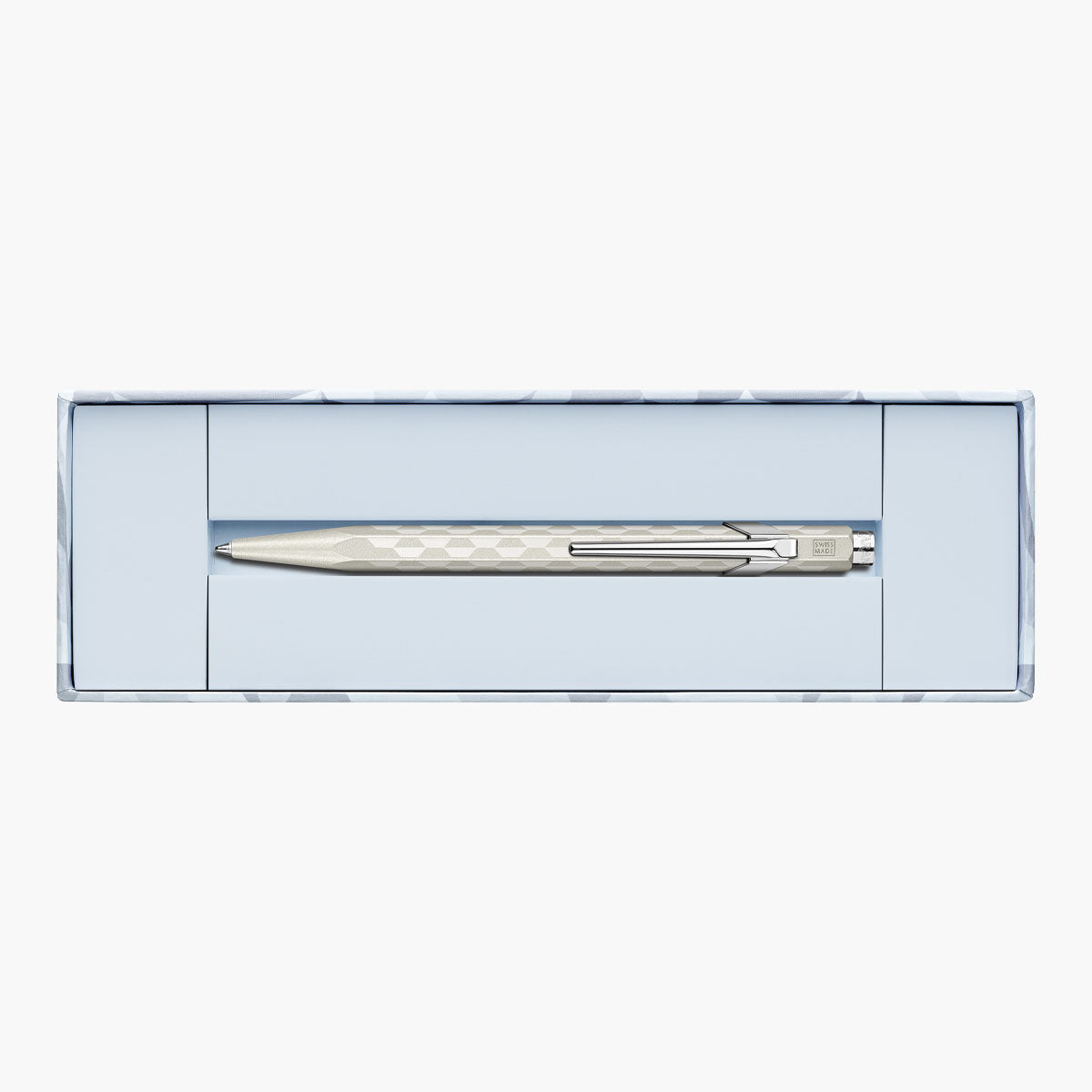 Caran d’Ache 849 Alpine Frost Aluminium Ballpoint Pen – White, Caran d'Ache, stationery design