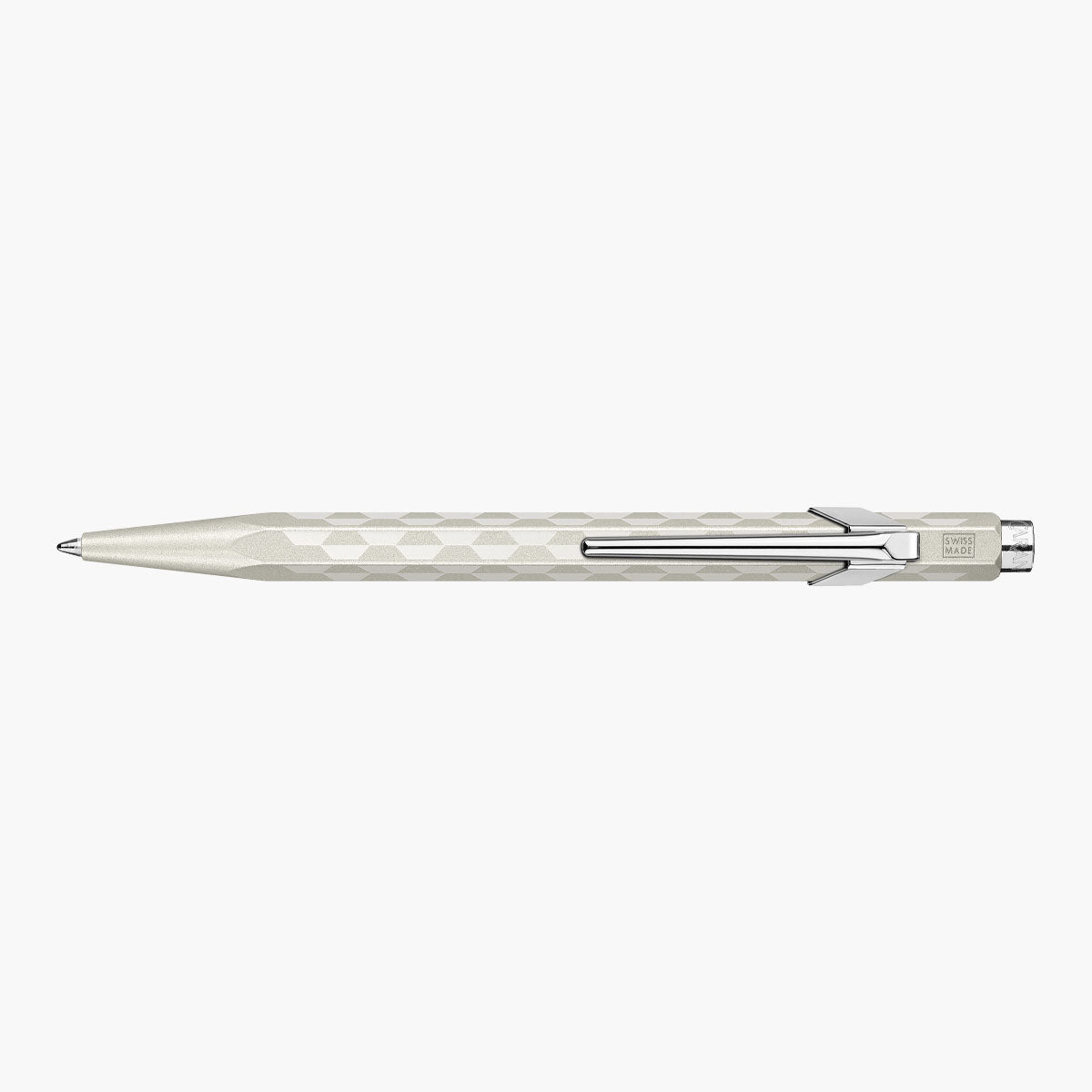 Caran d’Ache 849 Alpine Frost Aluminium Ballpoint Pen – White, Caran d'Ache, stationery design