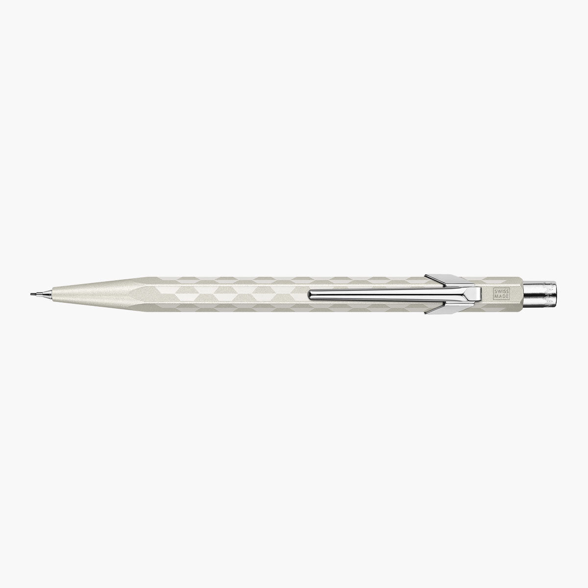 Caran d’Ache 844 Alpine Frost Aluminium Mechanical Pencil – White, Caran d'Ache, stationery design