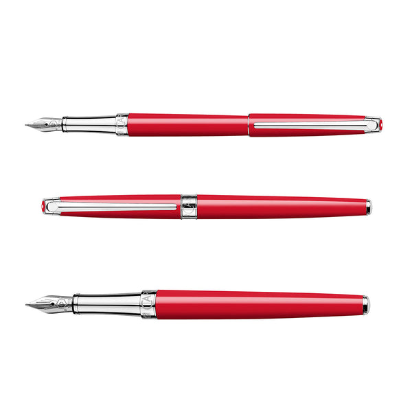 Caran d'Ache Léman Slim brass fountain pen – Scarlet Red