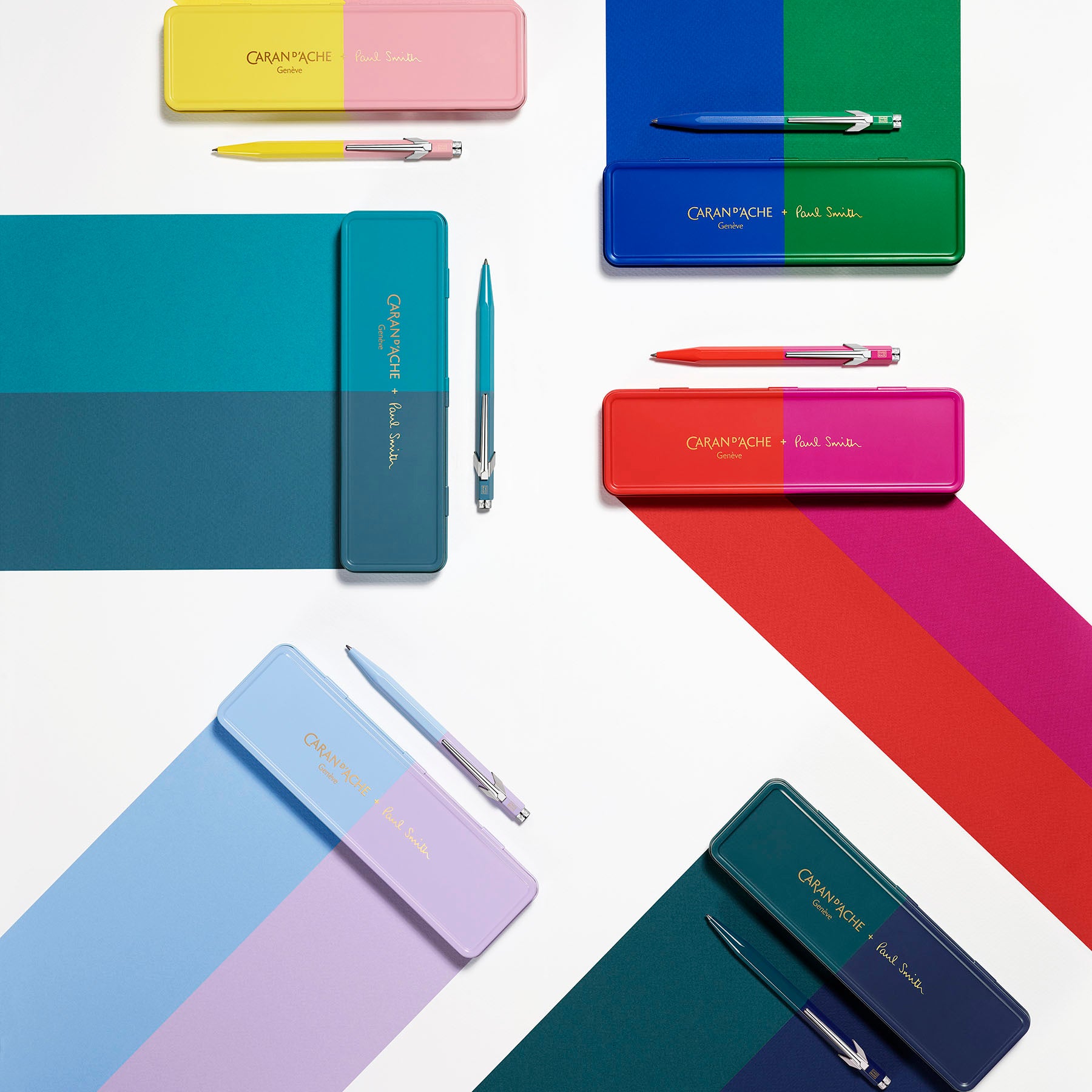 Caran d’Ache 849 Paul Smith Aluminium Ballpoint Pen – Cobalt & Emerald, Caran d'Ache, stationery design