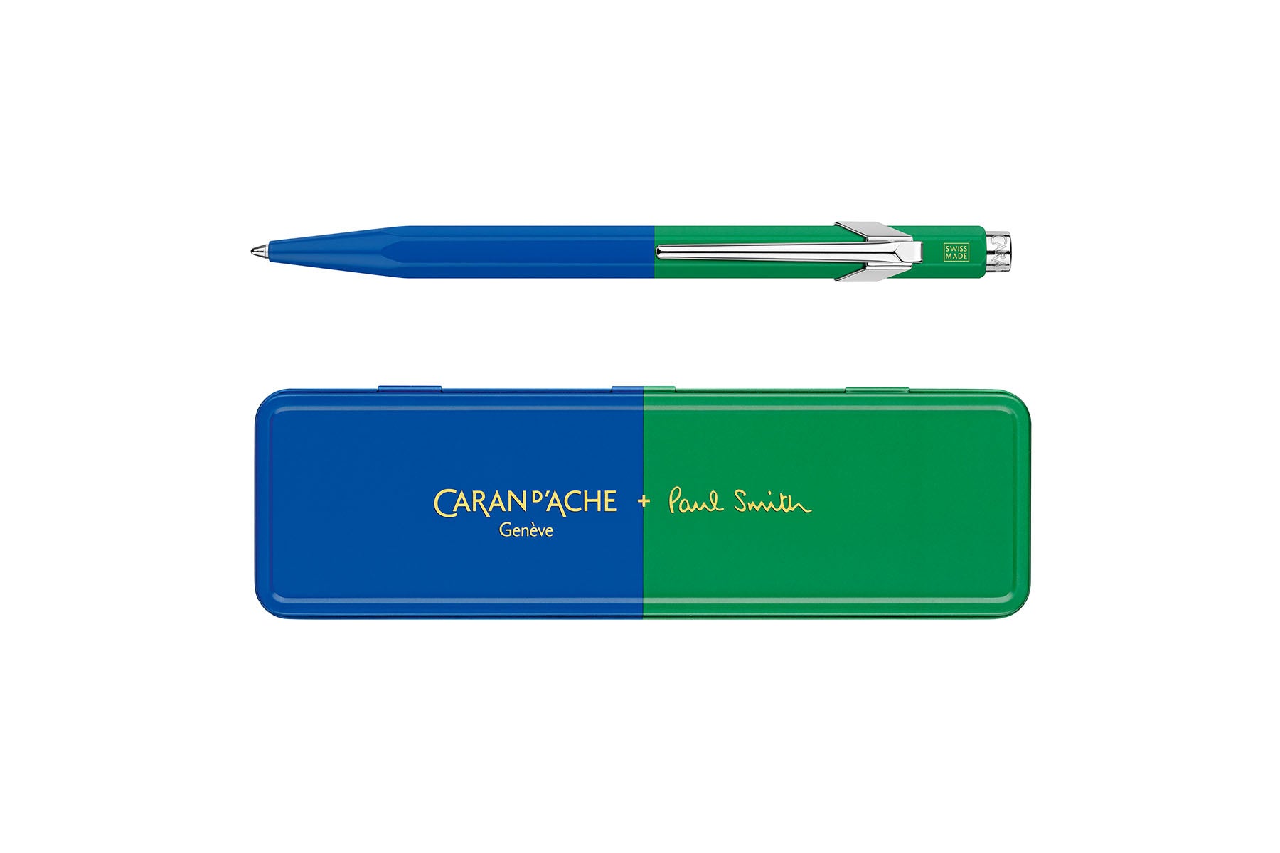 Caran d’Ache 849 Paul Smith Aluminium Ballpoint Pen – Cobalt & Emerald, Caran d'Ache, stationery design