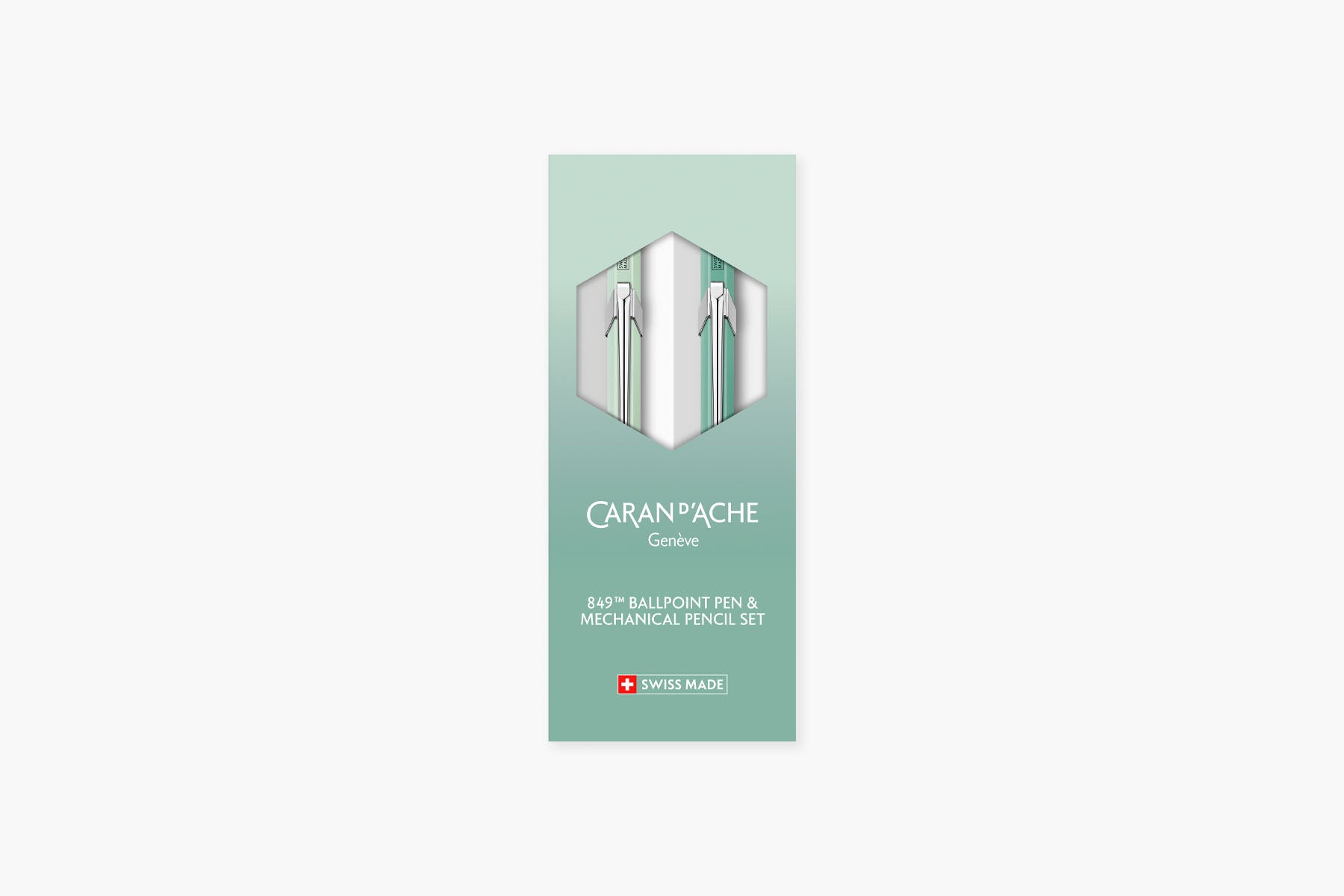 Caran dAche aluminium ballpoint pen and mechanical pencil set – Misty Forest, Caran d'Ache, stationery design