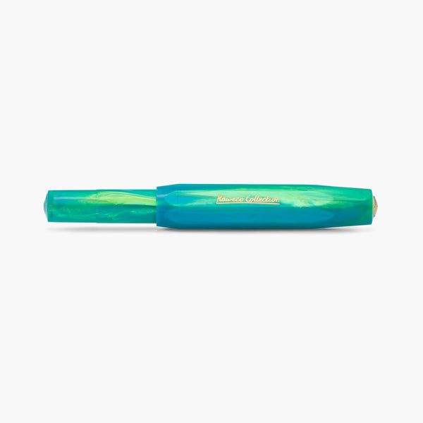 Kaweco Marble Ocean fountain pen in swirling shades of green and blue.