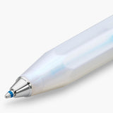 Blue Kaweco ballpoint refill with a section of the white barrel featuring silver trim.
