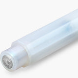 Close-up of a white writing instrument barrel featuring the silver Kaweco logo.