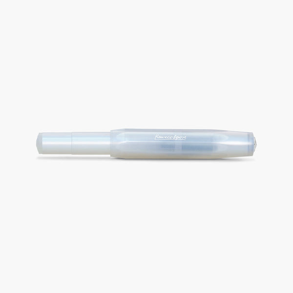 Kaweco Lunar Light Blue fountain pen in nature-inspired shades with a pearlescent finish, silver nib, and “Kaweco Sport” branding.