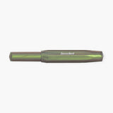 Capped Kaweco LUNAR Sport Shadow Green fountain pen in green with a pearlescent finish.