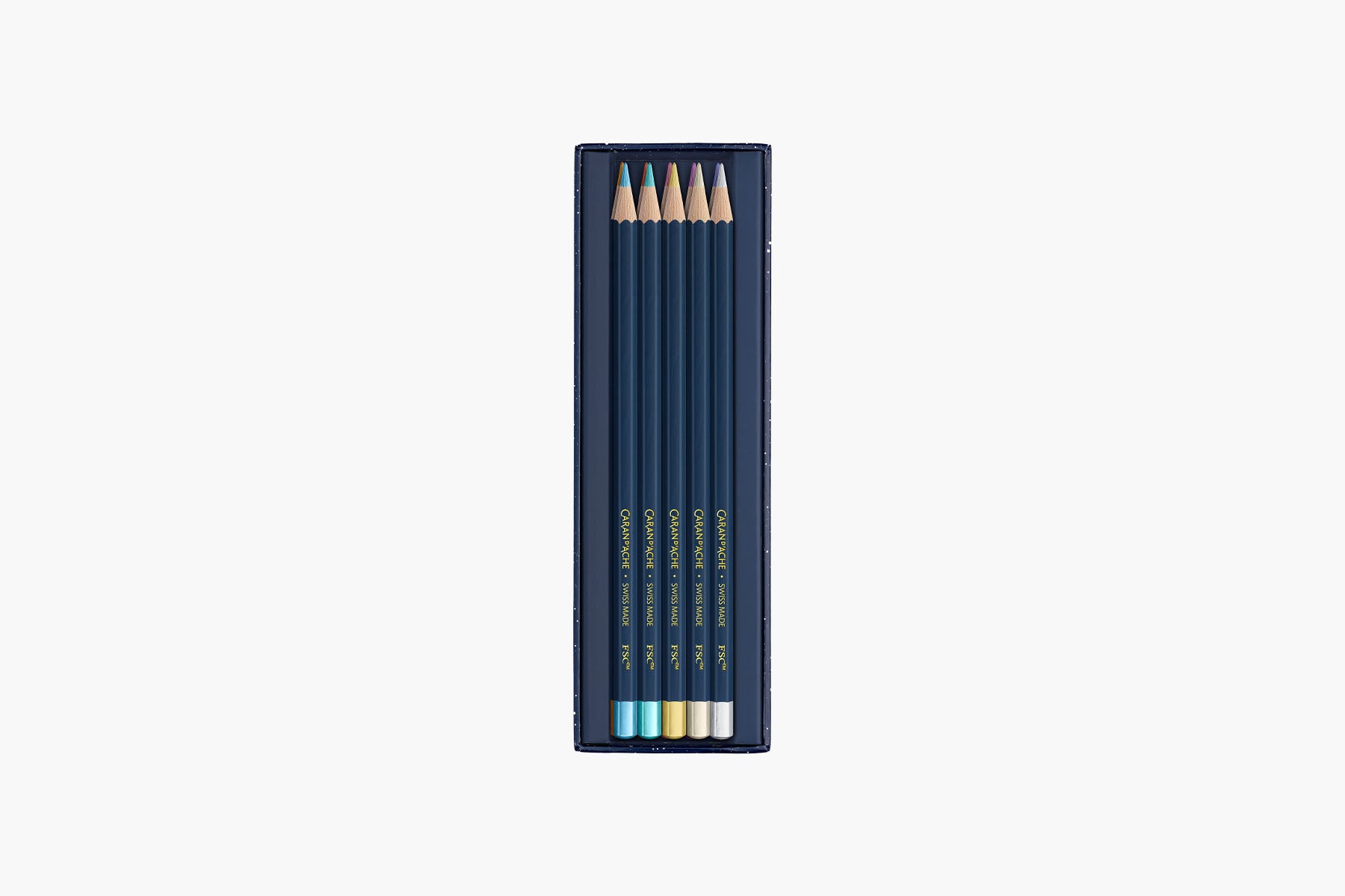 Metallic set –  colour pencils 10 pcs., Caran d'Ache, stationery design