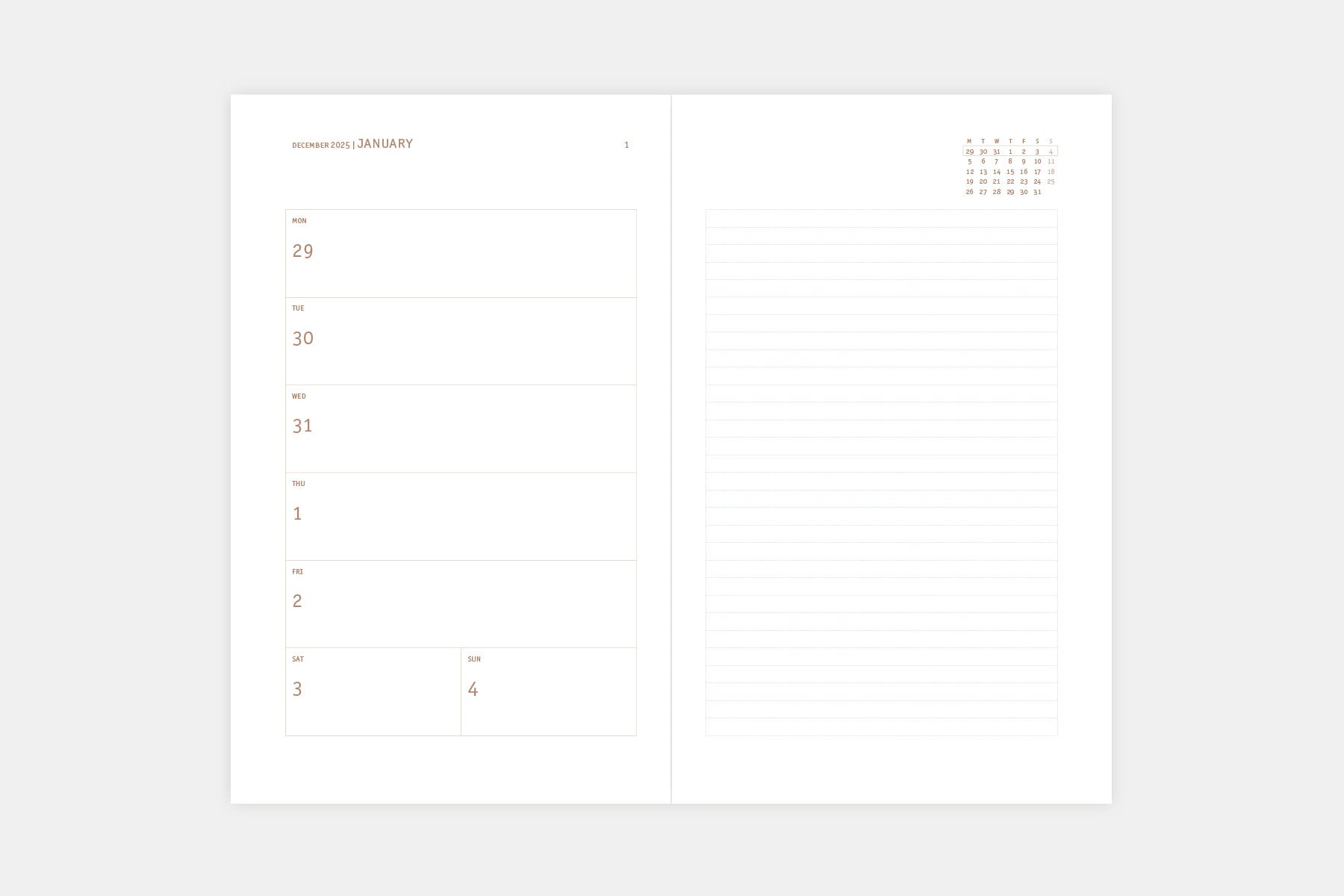 Copper 2026 Calendar, Papierniczeni, Calendar 2026, stationery design