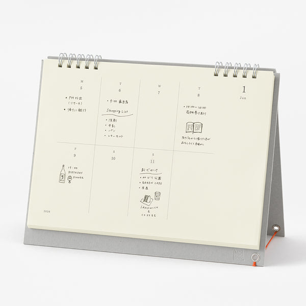 MD Paper Desk Top Calendar 2026 - weekly, Midori, stationery design