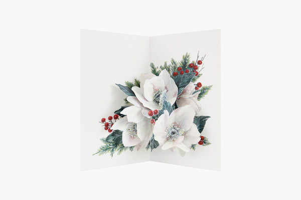 Pop-up Greeting Card – Christmas Rose, UWP Luxe, stationery design