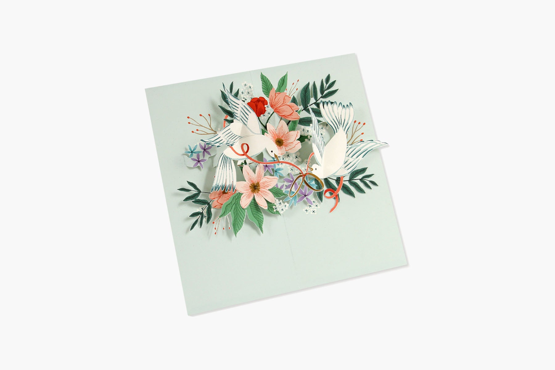 Pop-up Greeting Card – Love Birds and Flowers, UWP Luxe, stationery design