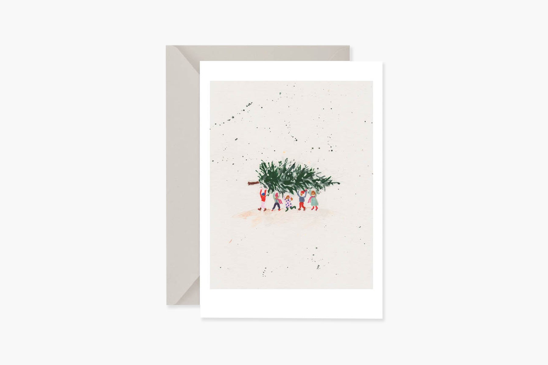 Christmas Greeting Card – Getting a Christmas Tree, Muska, stationery design