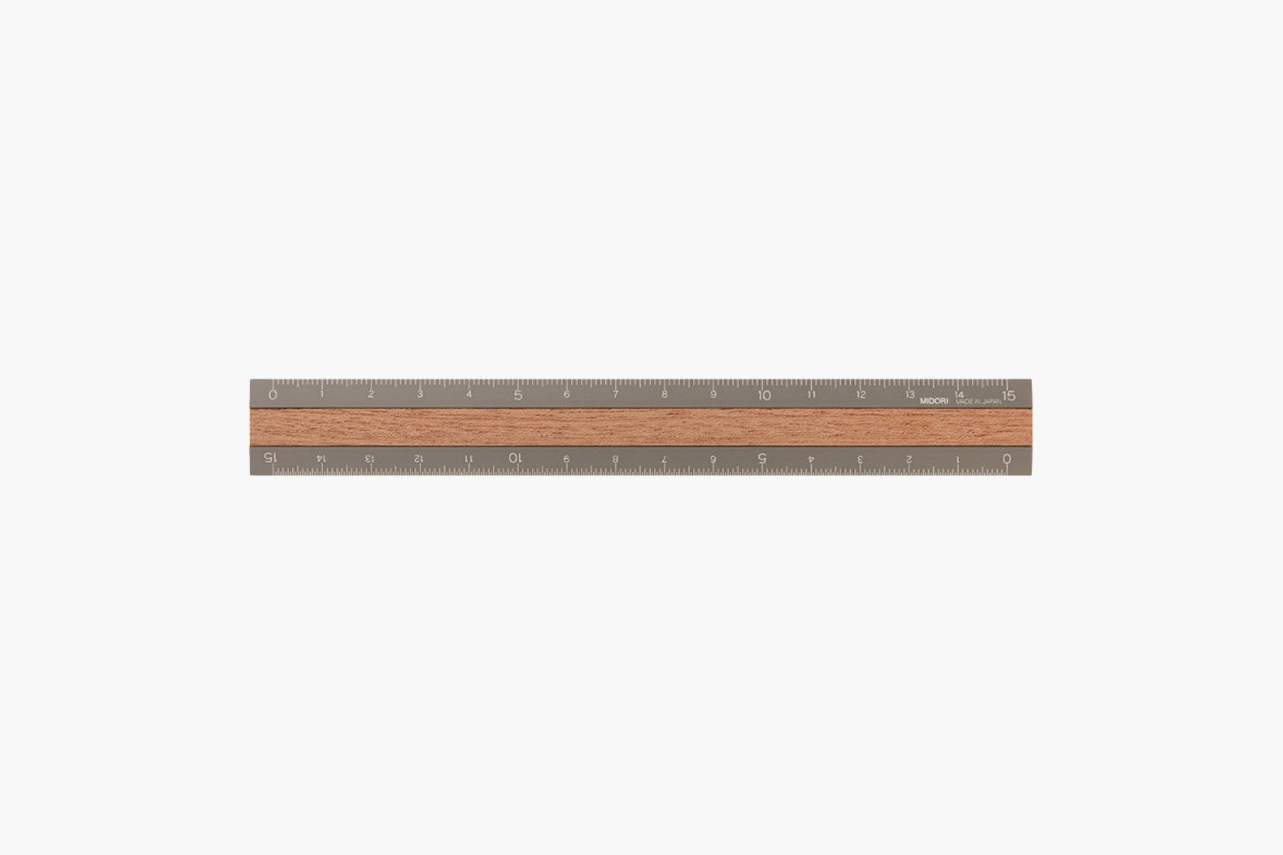 Midori Aluminium Ruler – Grey with Wood Inlay, Midori, stationery design