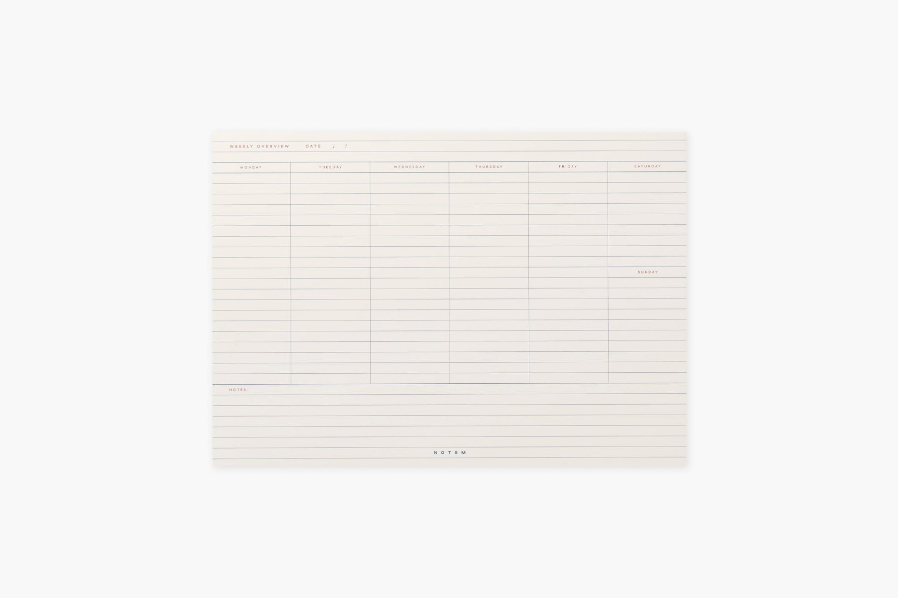 Milo Weekly Planner Notepad, Notem, stationery design