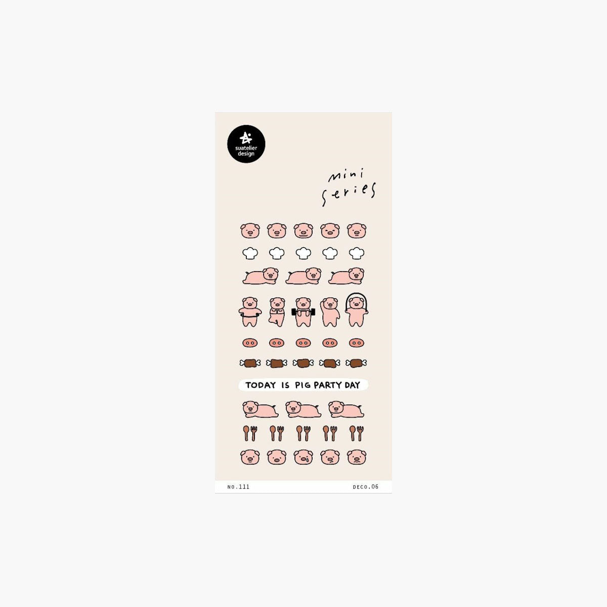 Ozdobne naklejki MINI – świnka, Suatelier, papierniczy design
