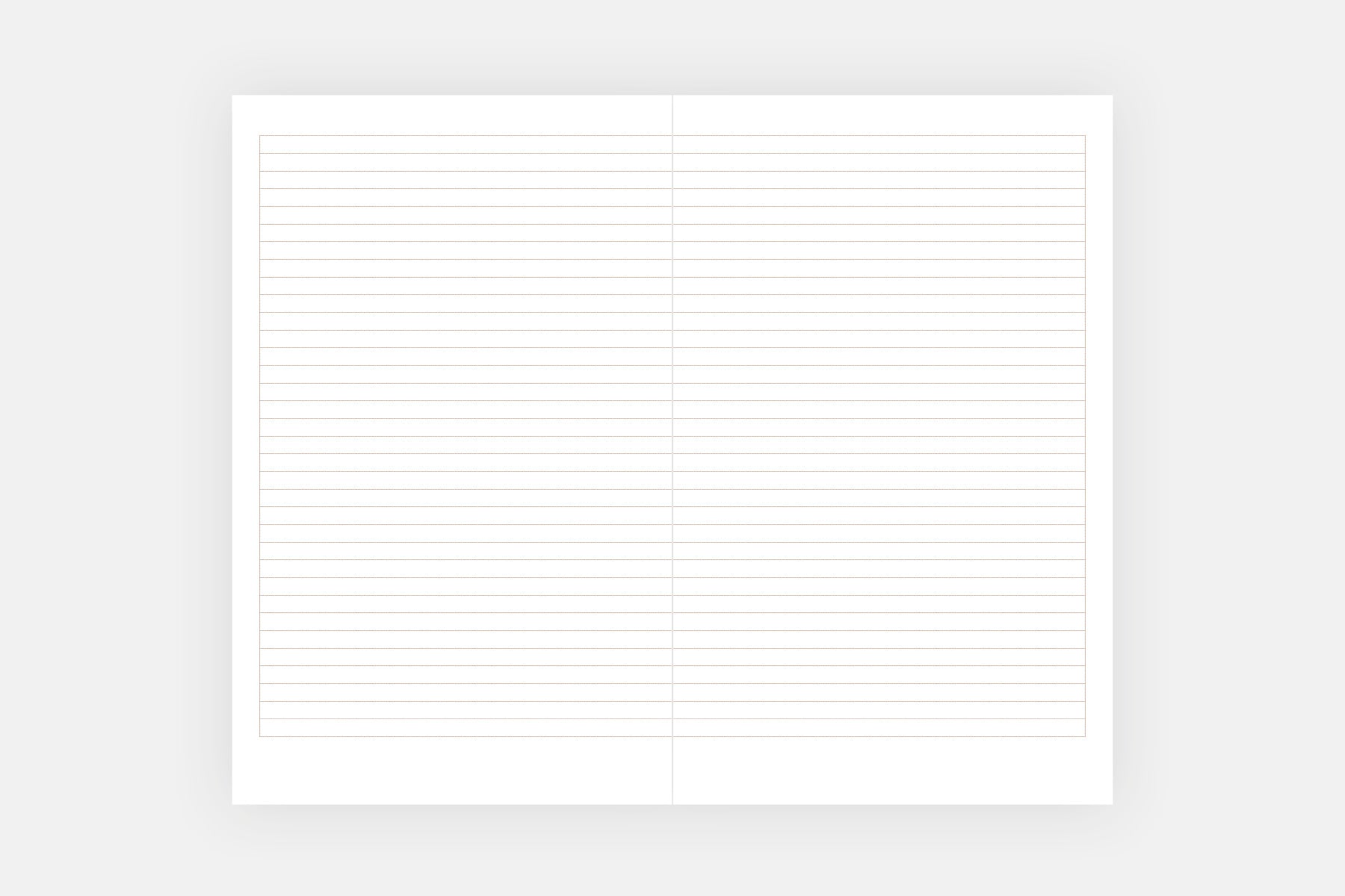 Środek notatnika Copper z zadrukiem w linie w kolorze miedzianym.