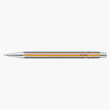 Aluminium Caran d’Ache 849 Paul Smith mechanical pencil with colourful stripes and the designer’s signature.