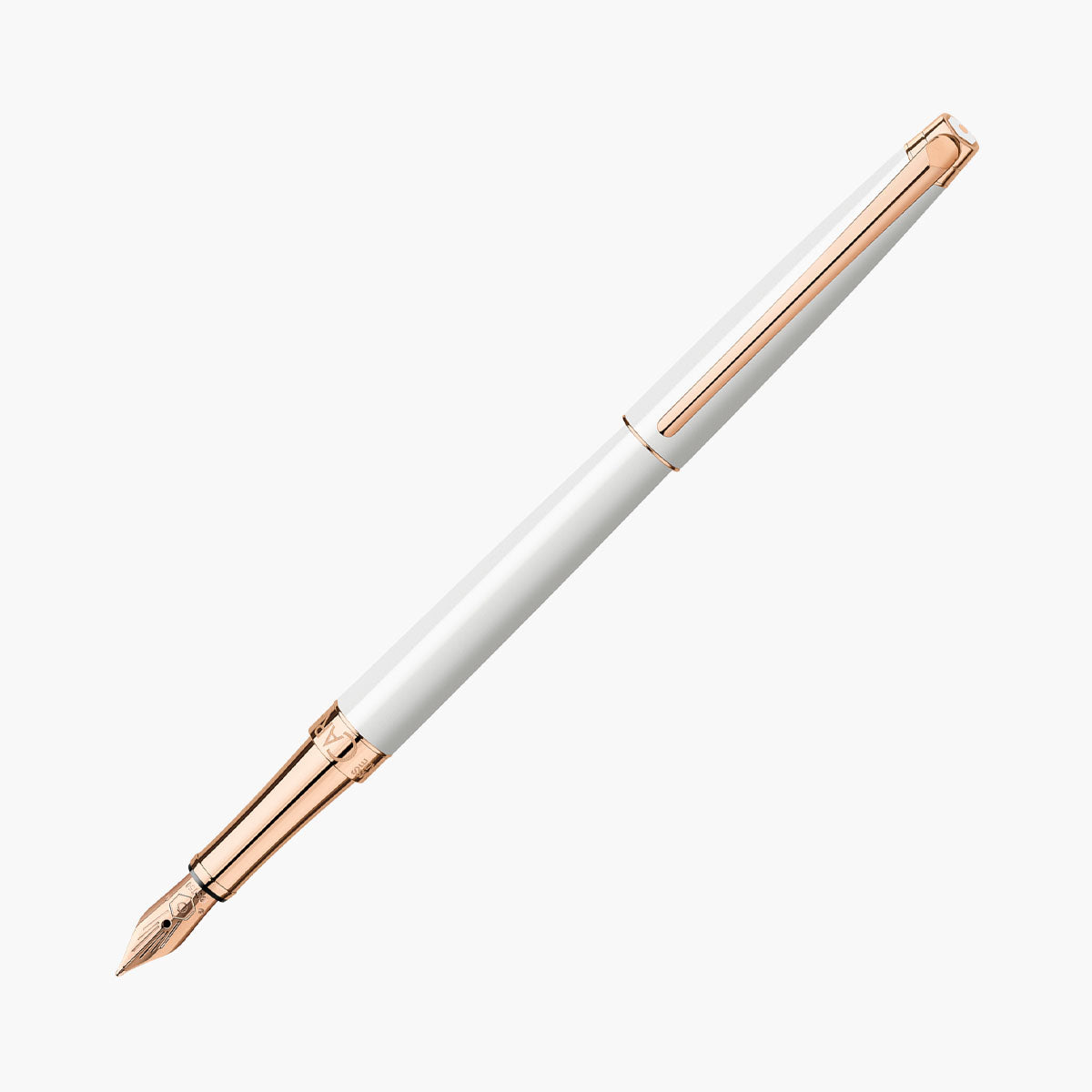 Pióro wieczne Caran d'Ache White Rose Gold – białe z detalami w kolorze różowego złota.