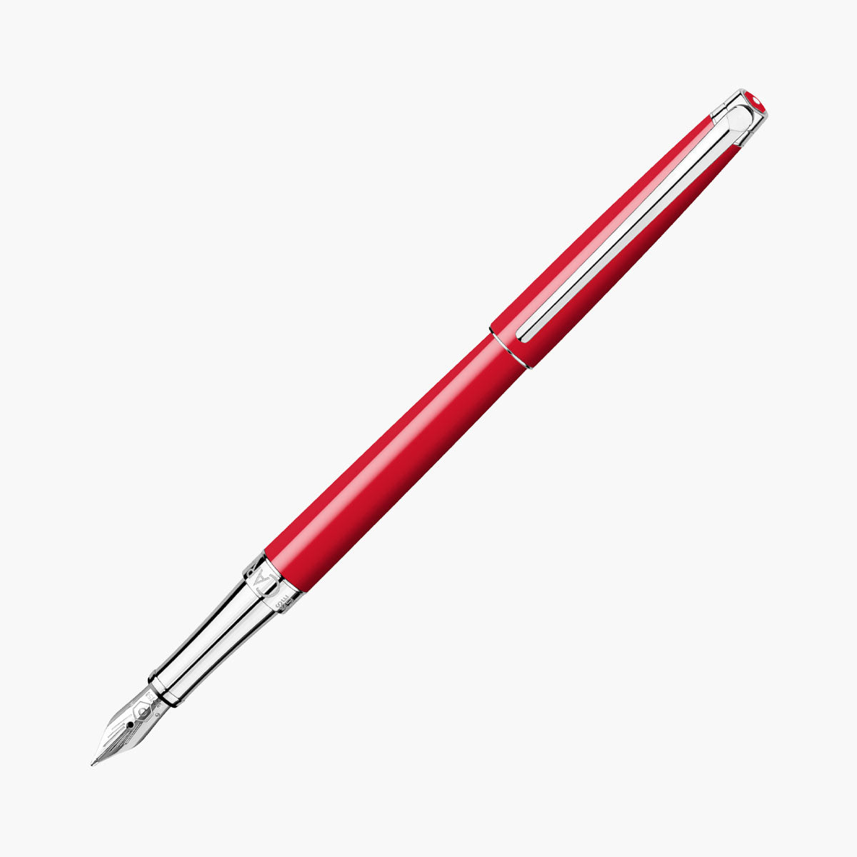 Pióro wieczne Caran d'Ache Scarlet Red – czerwone z detalami w kolorze srebrnym.