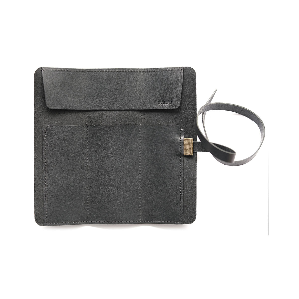 Skórzany piórnik rolowany – czarny, HUGBAG, papierniczy design