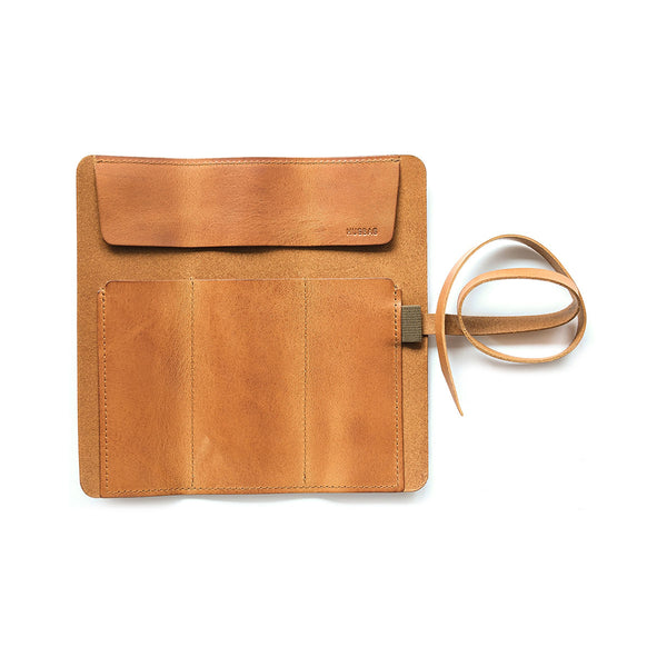 Leather Roll-Up & Pencil Pouch – Cognac, HUGBAG, stationery design