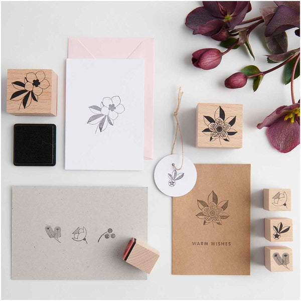 Set of wooden stamps – Hellebore, Rico Design, stationery design