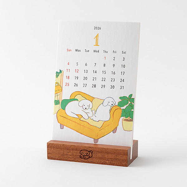 Midori Stand Calendar 2026 – dog, Midori, stationery design