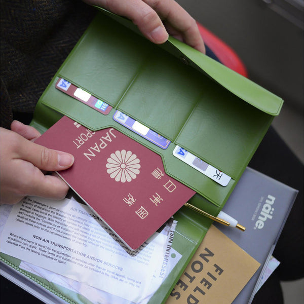 Travel organizer – Green, nähe, stationery design