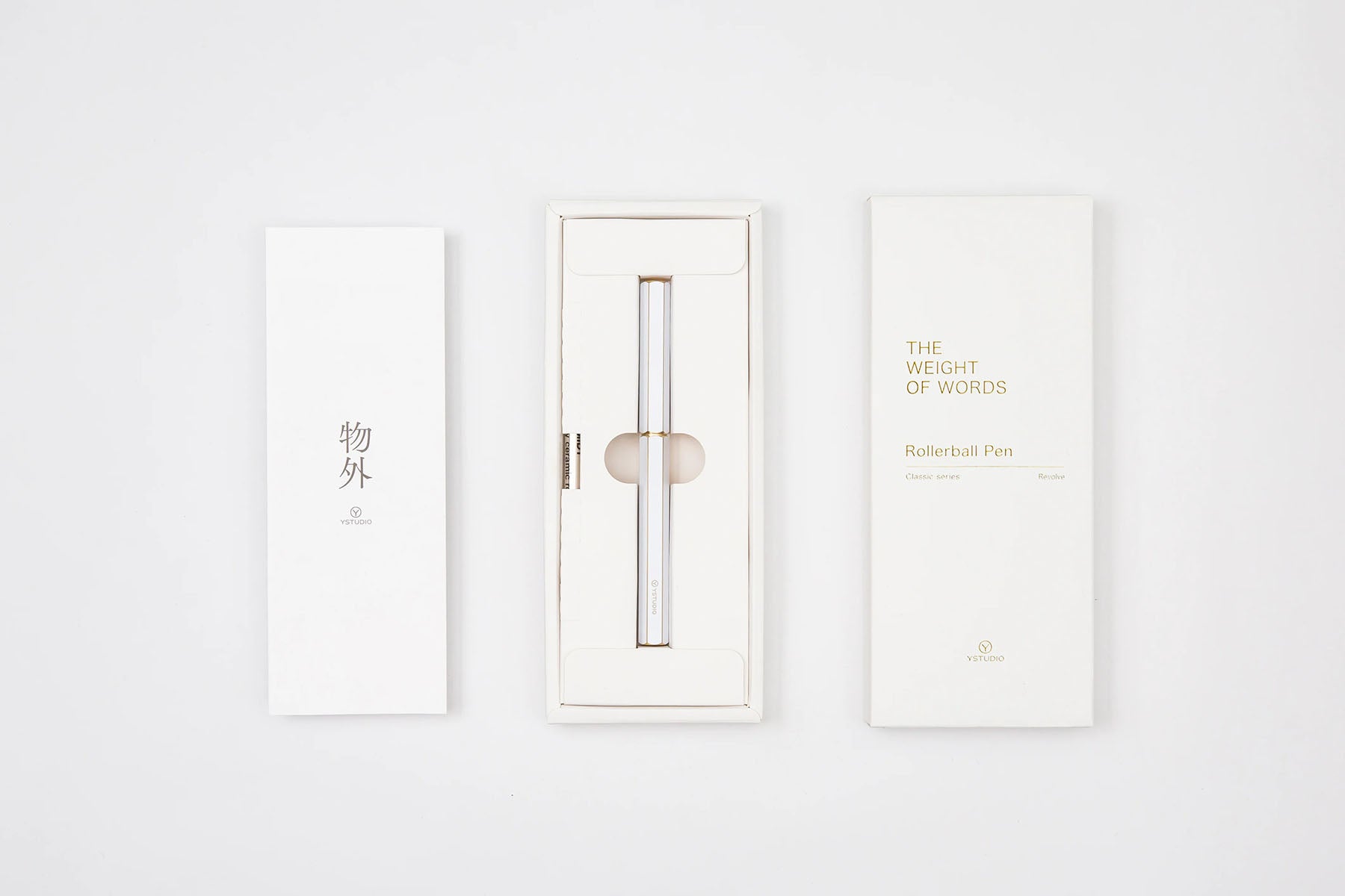 ystudio Brass Rollerball Pen - White, ystudio, stationery design