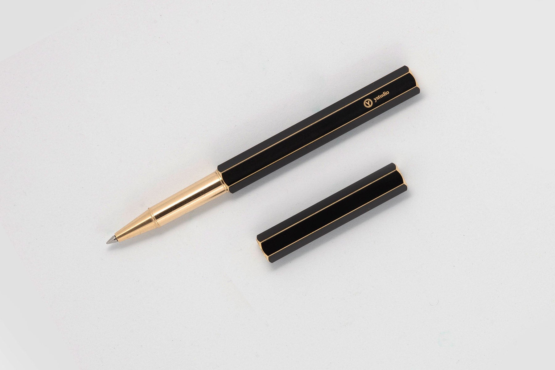 ystudio Brass Rollerball Pen - Black, ystudio, designer's stationery, home office