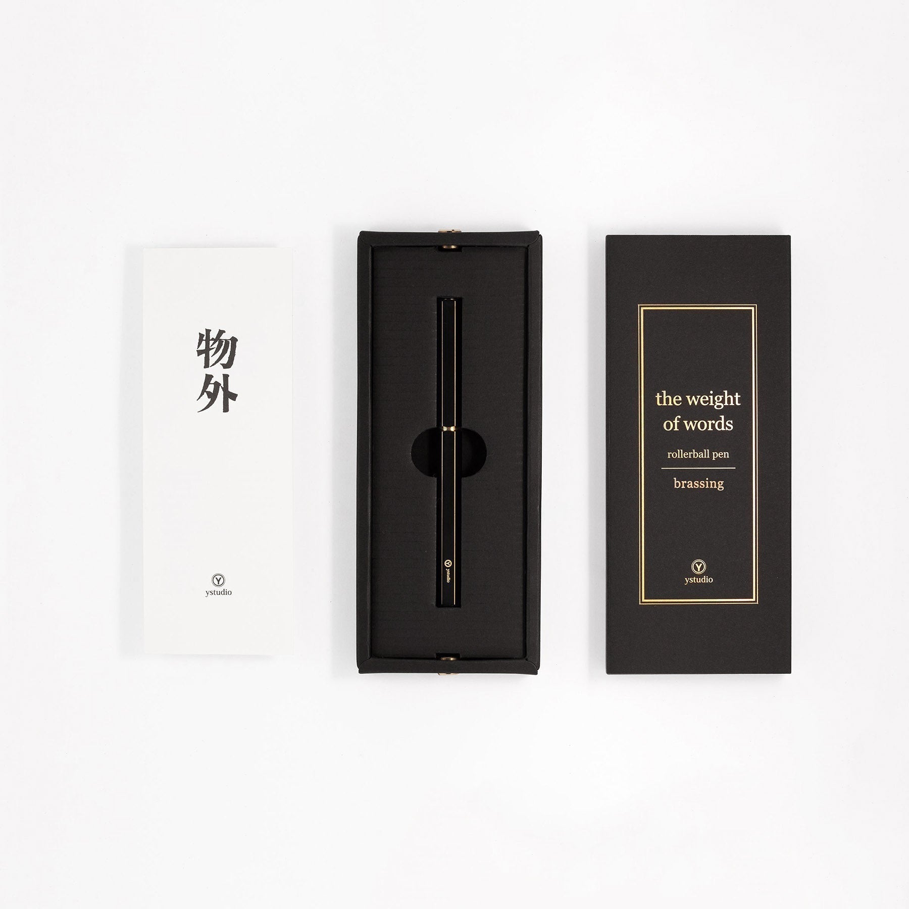 ystudio Brass Rollerball Pen - Black, ystudio, designer's stationery, home office