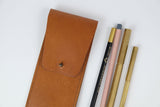 Leather Pen & Pencil Pouch – Cognac, Hugbag, Stationery design, Minimalist office