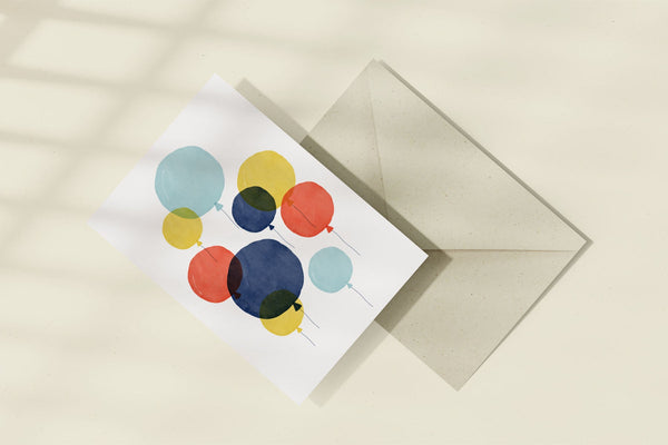 greeting card - balloons, Eokke, decorative greeting card, stationery shop, designer office supplies