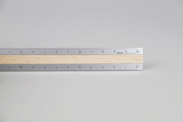 Midori Aluminium Ruler with Beech Wood, Midori, home office, stationeryInlay
