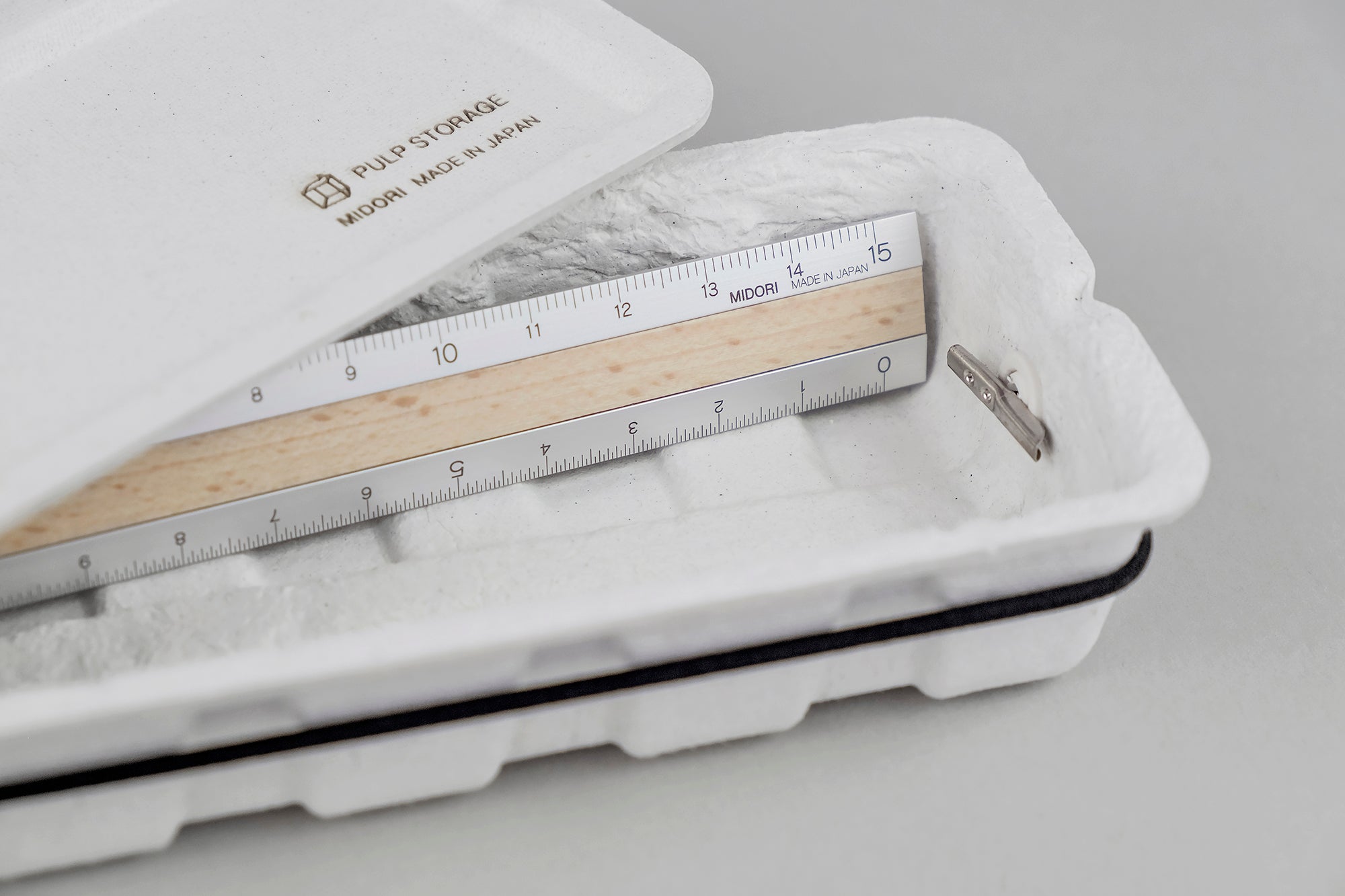 Midori Aluminium Ruler with Beech Wood, Midori, home office, stationeryInlay