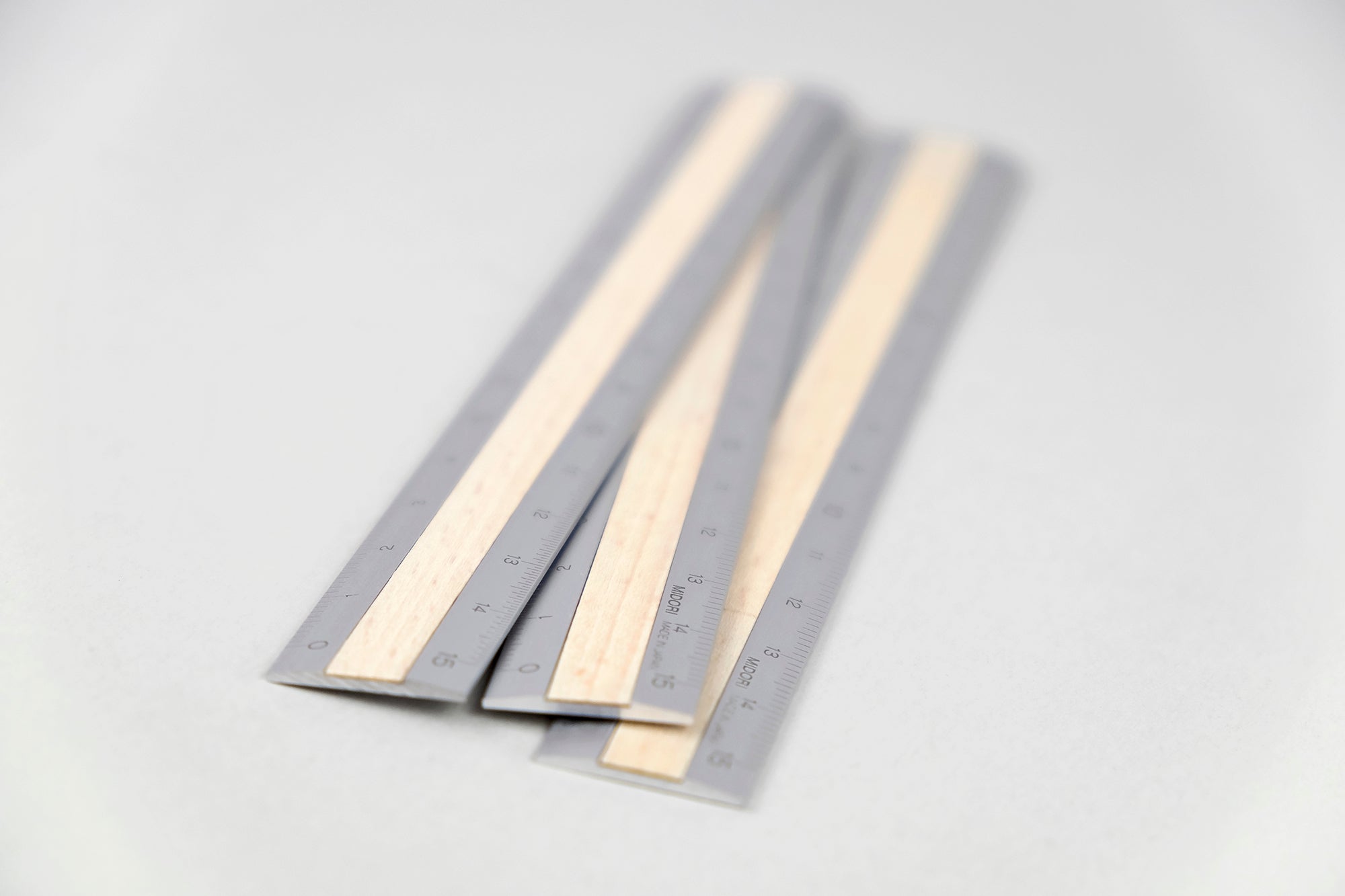 Midori Aluminium Ruler with Beech Wood, Midori, home office, stationeryInlay