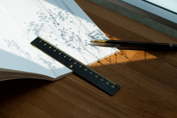 ystudio Brass Ruler – Black, ystudio, home office, stationery