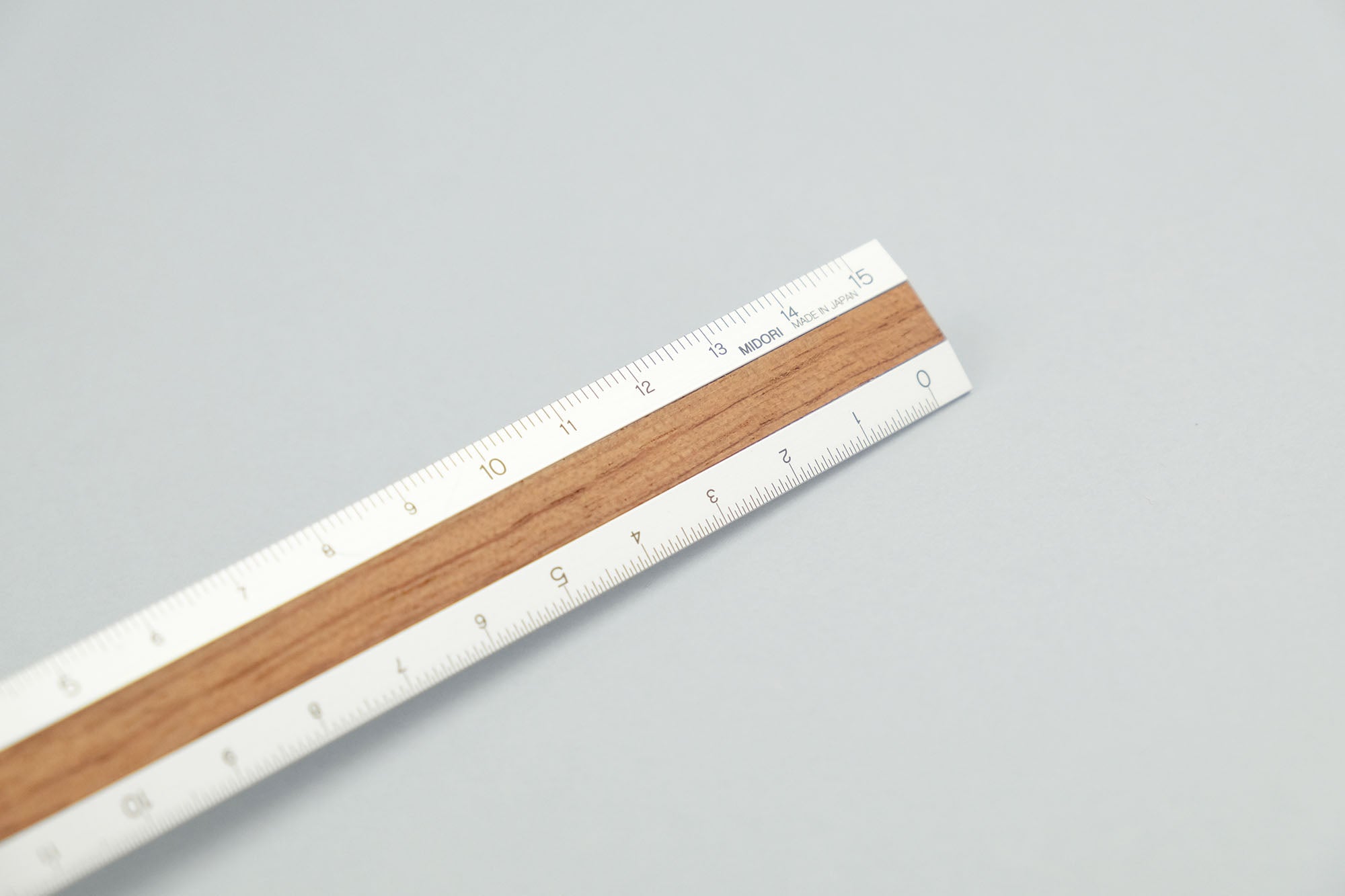 Midori Aluminium Ruler with Beech Wood, Midori, home office, stationeryInlay