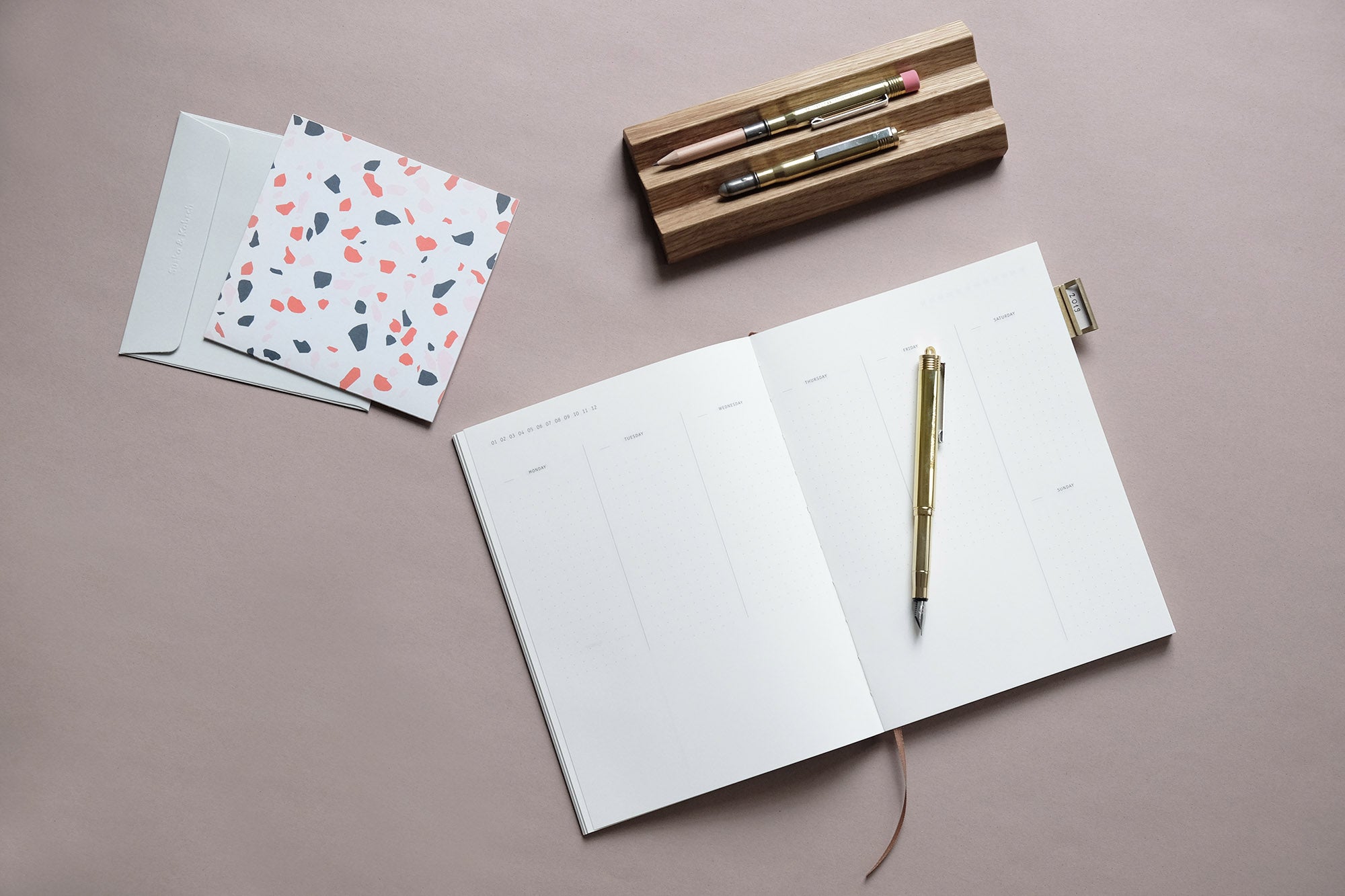 Oak Wood Pen Tray, Papierniczeni, home office, stationery
