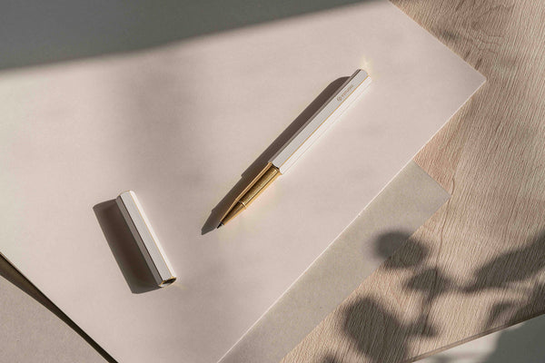 ystudio Brass Rollerball Pen - White, ystudio, stationery design