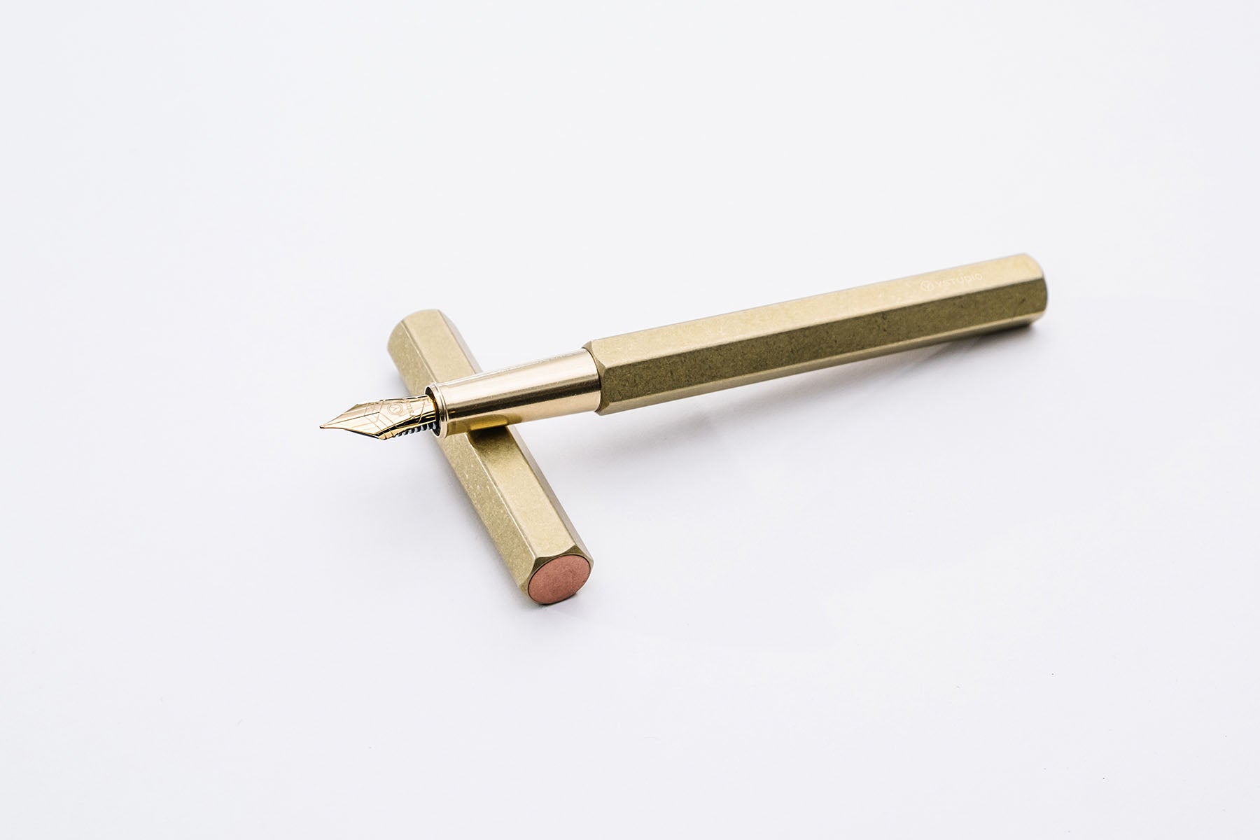 Classic Revolve Fountain Pen – Brass, ystudio, stationery design, home office