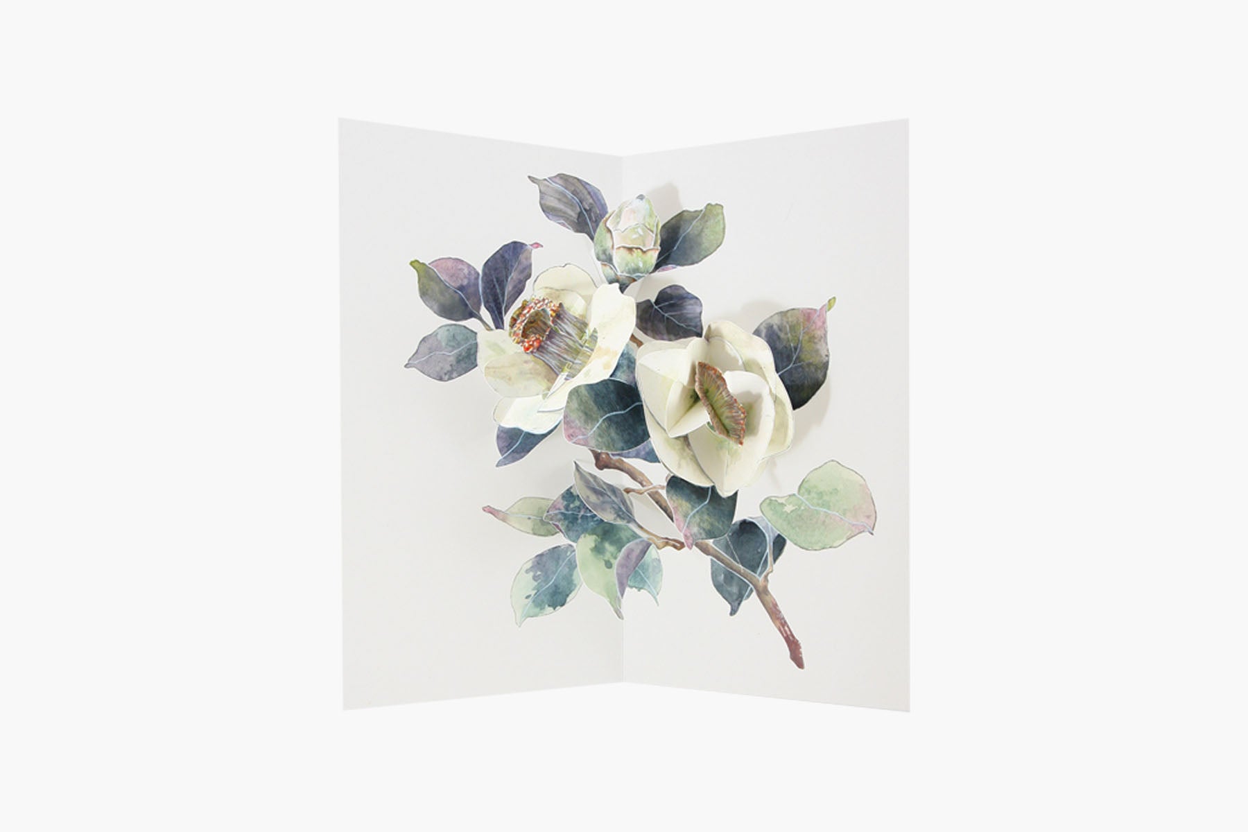 Pop-up Greeting Card – White Camellia, UWP Luxe, stationery design
