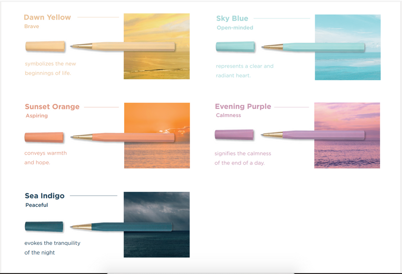 YSTUDIO Glamour Evolve Ocean Sustainable Rollerball Pen – Sea Indigo, ystudio, stationery design