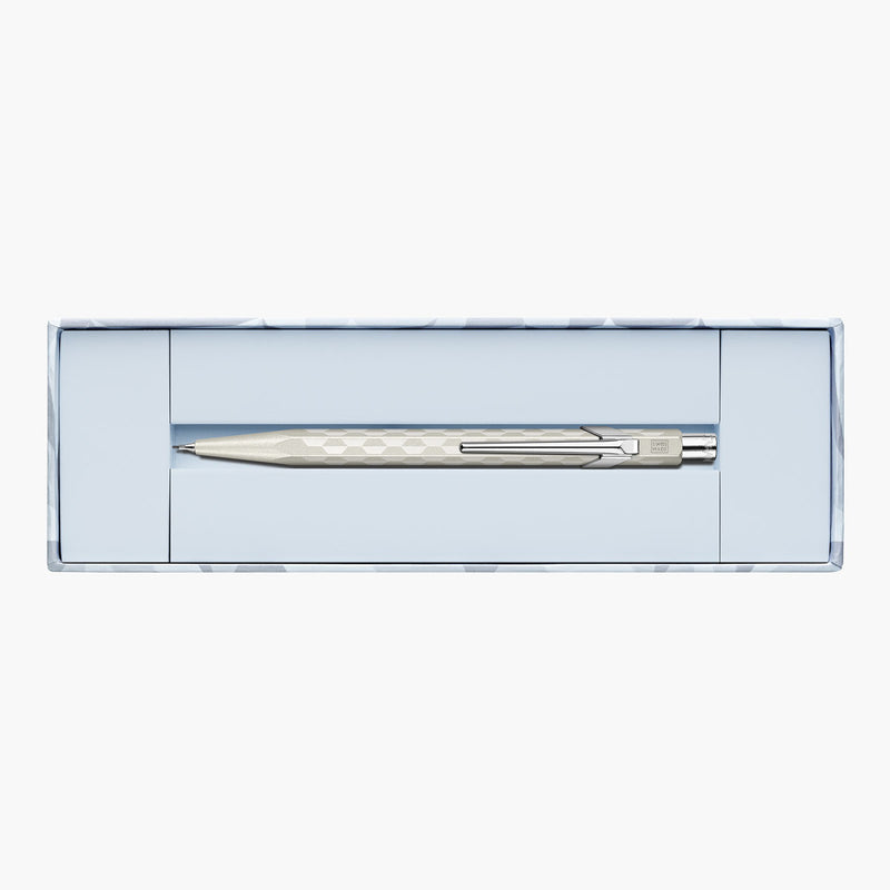 Caran d’Ache 844 Alpine Frost Aluminium Mechanical Pencil – White, Caran d'Ache, stationery design