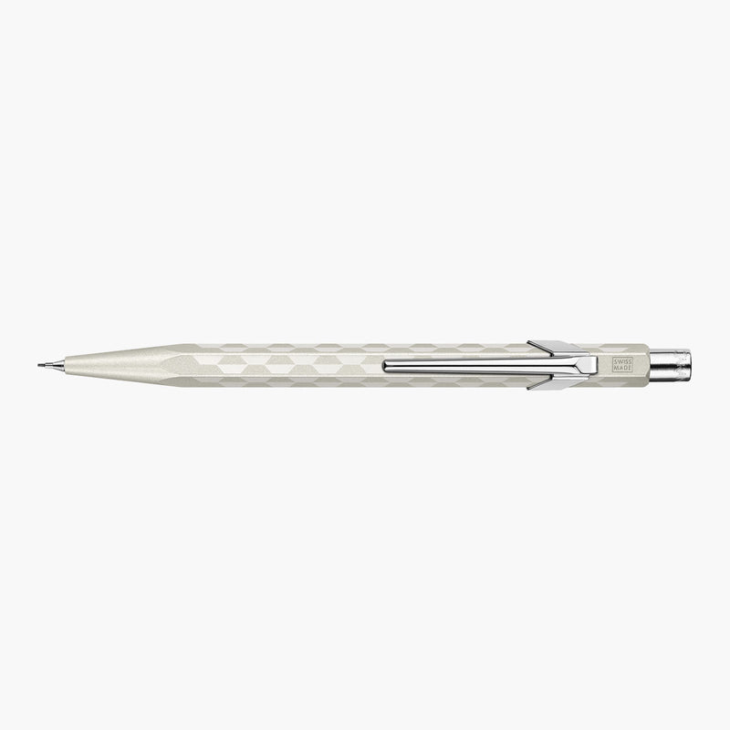Caran d’Ache 844 Alpine Frost Aluminium Mechanical Pencil – White, Caran d'Ache, stationery design