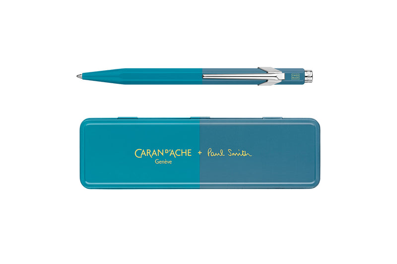 Caran d’Ache 849 Paul Smith Aluminium Ballpoint Pen – Cyan & Steel, Caran d'Ache, stationery design